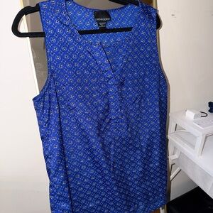 Cynthia Rowley Blue Patterned Sleeveless Blouse